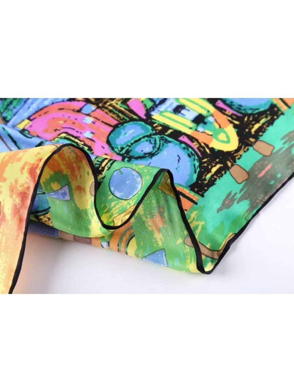 Elegant Charmeuse Silk Scarf | Classic Art Print | Luxurious Fashion Accessory